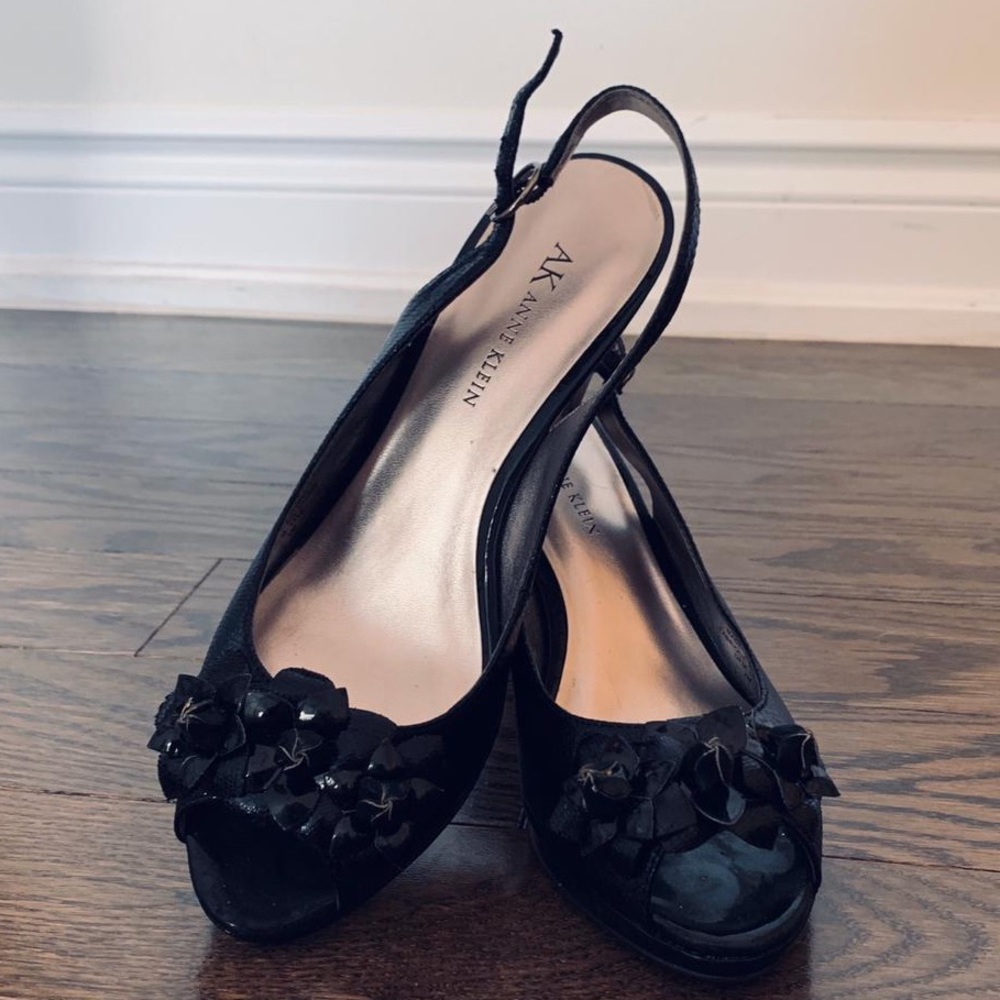 Strappy peep toe heels